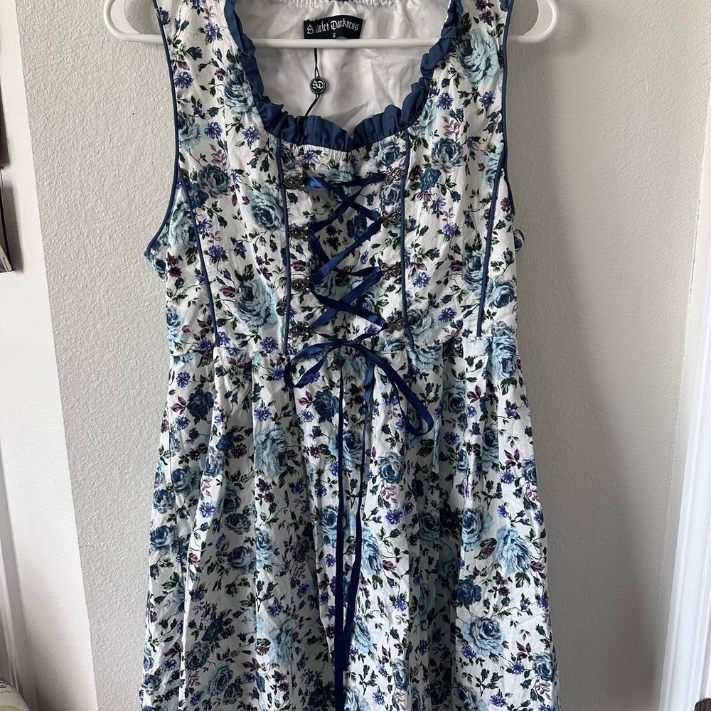 Scarlet Darkness Blue Floral Corset Dress Size S - Picture 1 of 7